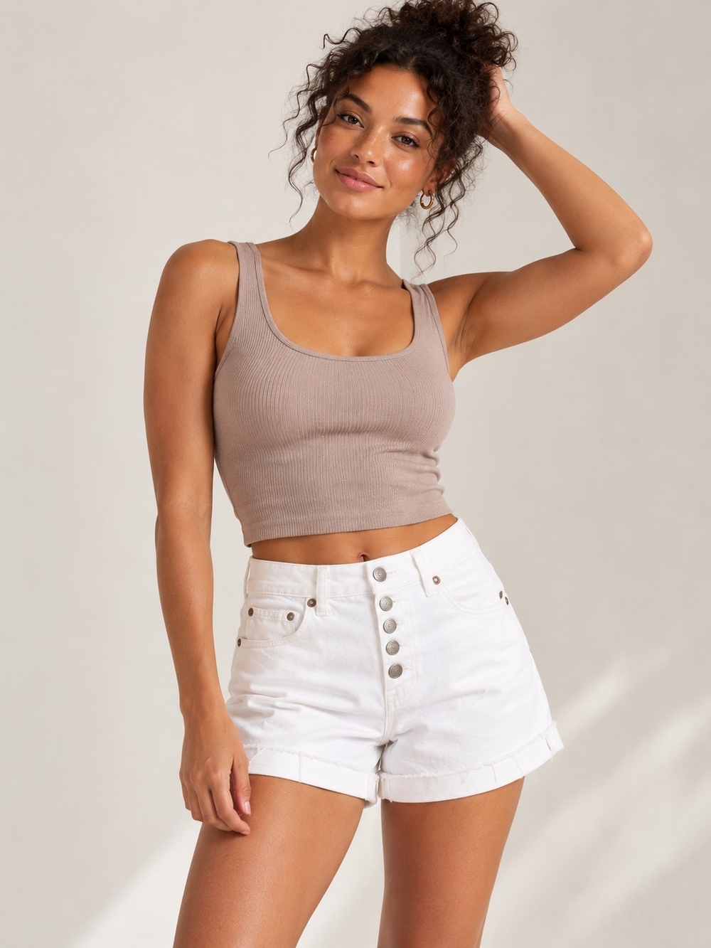 GAP White High-Rise Button-Front Jean Shorts